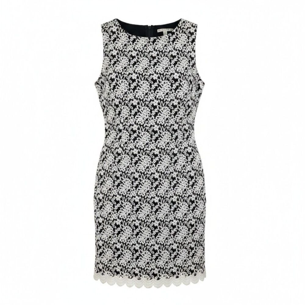 Women's alice + olivia Black White Floral Lace Sheath Dress Size S